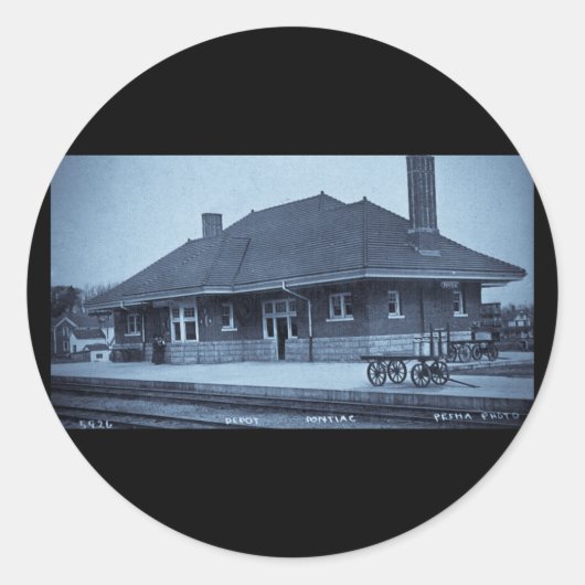 Grand Trunk Depot Pontiac Michigan (Cyan) Runder Aufkleber (Vorderseite)