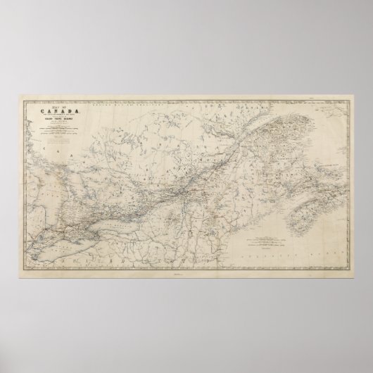 Grand Trunk Railway Map zirka 1860 Poster (Vorne)