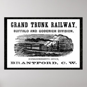 Grand Trunk Railway Reissue Vintage 36 x 24 Poster