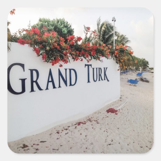 Grand Turk Beach Szene Quadratischer Aufkleber (Vorderseite)