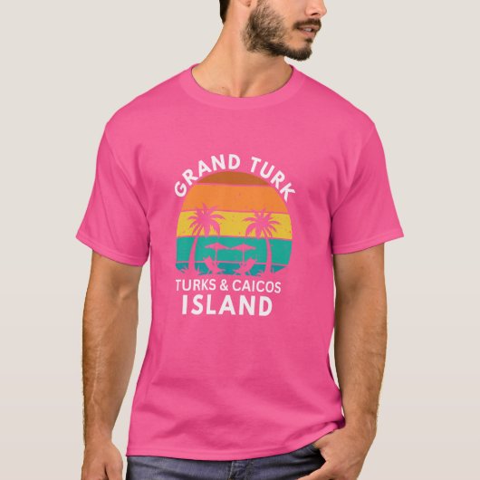 Grand Turk Island Turks & Caicos Retro Tropical Su T-Shirt (Vorderseite)