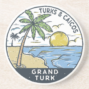 Grand Turk Turks und Caicos Vintag Getränkeuntersetzer