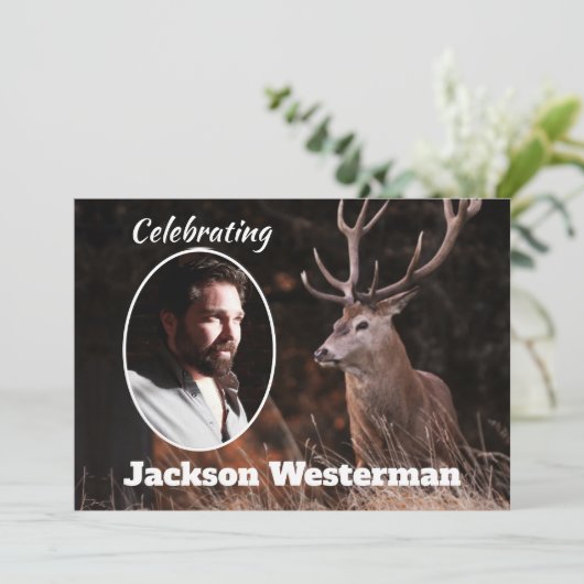 Grand White Schwanz Buck Memorial  Einladung (Stehend Vorderseite)