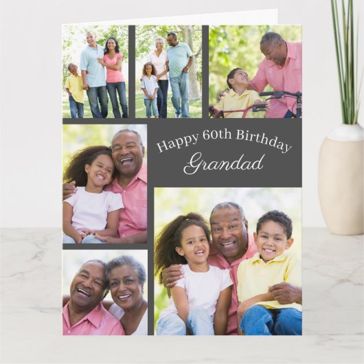 Grandad 6 Foto Collage jedes Alter großen Glückwun Karte (Vorderseite)