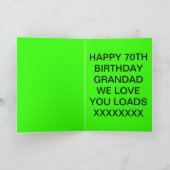 GRANDAD 70. BIRTHDAY CARD KARTE (Innenseite)