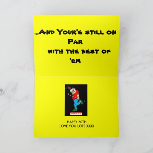 GRANDAD 70TH GOLFING BIRTHDAY CARD KARTE (Innenseite)