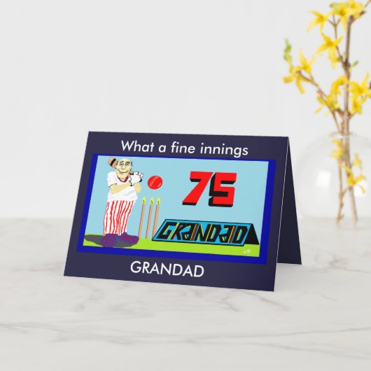 GRANDAD 75. BIRTHDAY CARD KARTE (Gelbe Blume)