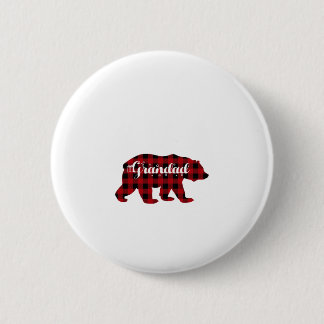 Grandad Bear Buffalo Red Kariert Matching Family Button