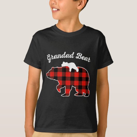 Grandad Bear Flannel Red Plaid Pajama Family Match T-Shirt (Vorderseite)