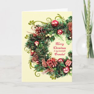 Grandad Christmas Wreath Holiday Card Feiertagskarte
