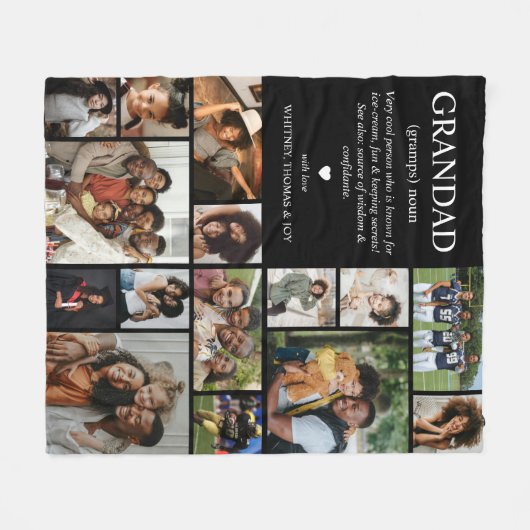 Grandad Definition Photo Collage Fleecedecke (Vorderseite (Horizontal))