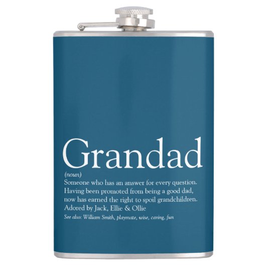 Grandad Definition Sprichwort Zitat blau Flachmann (Vorderseite)