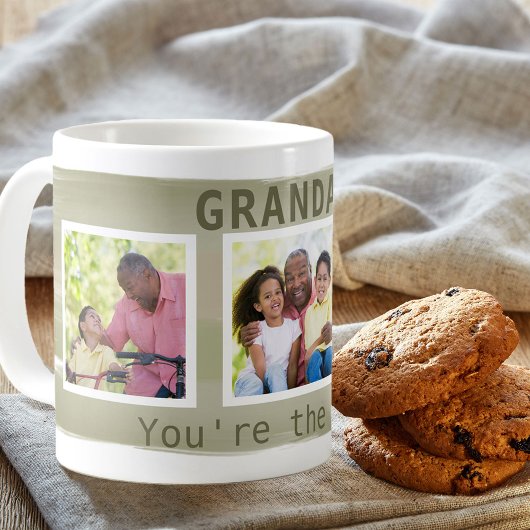 Grandad Du bist der beste - 3 Foto Khaki Stripe Kaffeetasse