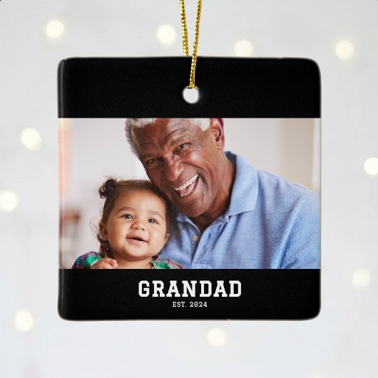 Grandad Established Black White Bold Photo Keramikornament