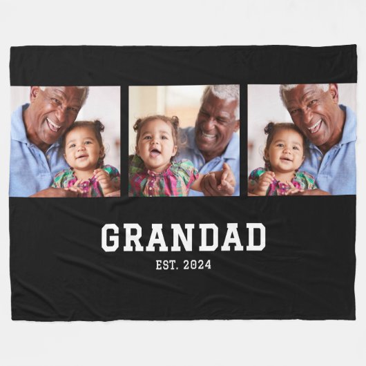 Grandad Established Elegant Bold Black 3 Photo Fleecedecke (Vorderseite (Horizontal))