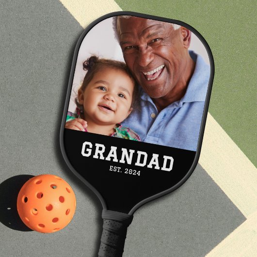 Grandad Established Fun Bold Photo Pickleball Schläger