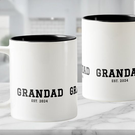 Grandad Established New Grandad Gift Zweifarbige Tasse