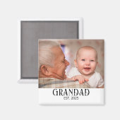 Grandad Established Photo Gift Magnet (Vorderseite/Rückseite)