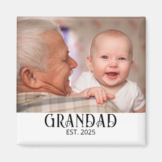 Grandad Established Photo Gift Magnet (Vorne)
