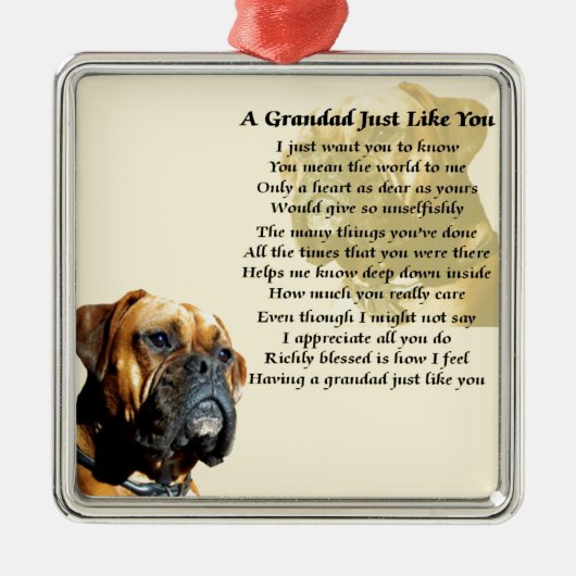 Grandad-Gedicht - Boxer-Hundeentwurf Ornament Aus Metall (Vorne)