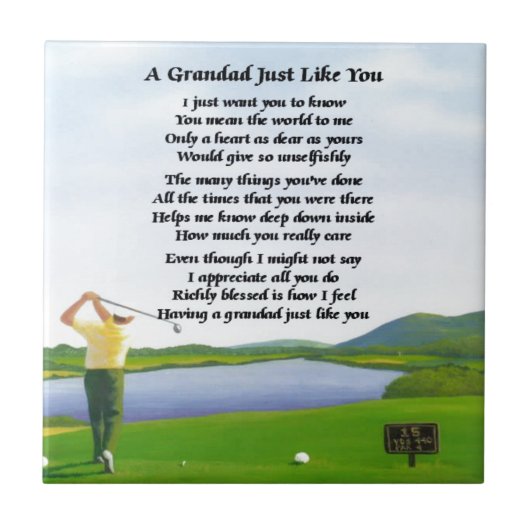 Grandad-Gedicht - Golf Fliese (Vorderseite)