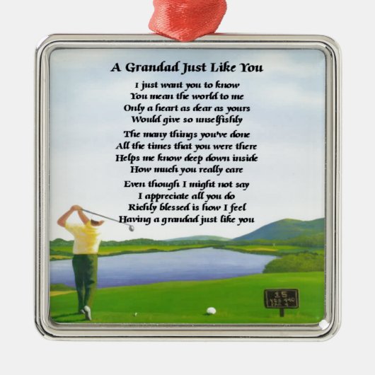 Grandad-Gedicht - Golf Silbernes Ornament (Vorne)