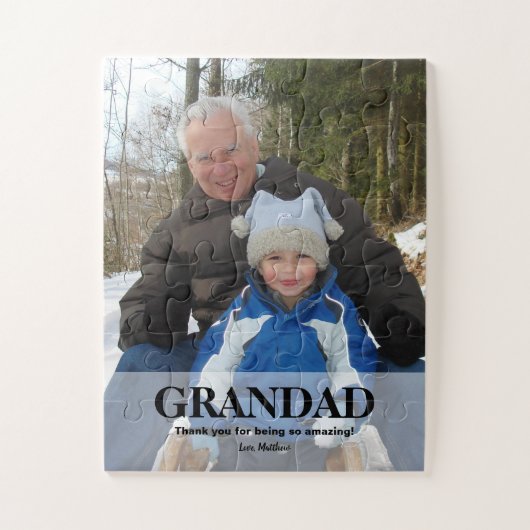 Grandad Happy Vatertag Foto Puzzle (Vertikal)