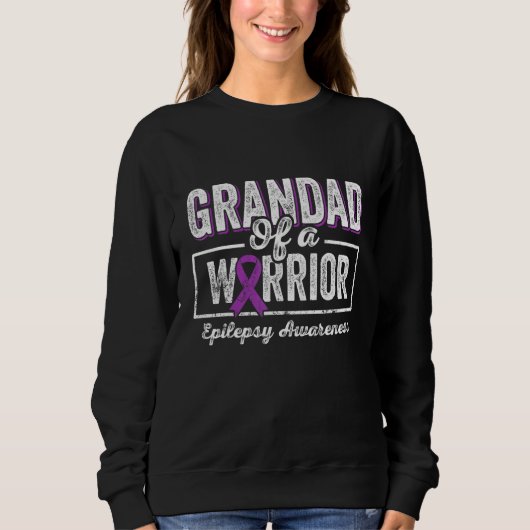 Grandad of a Warrior Epilepsy Grandad Purple Ribbo Sweatshirt (Vorderseite)