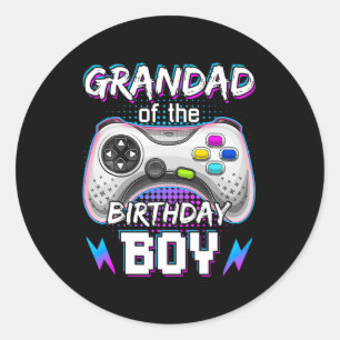 Grandad of the Birthday Boy Video Game B-Day Top G Runder Aufkleber
