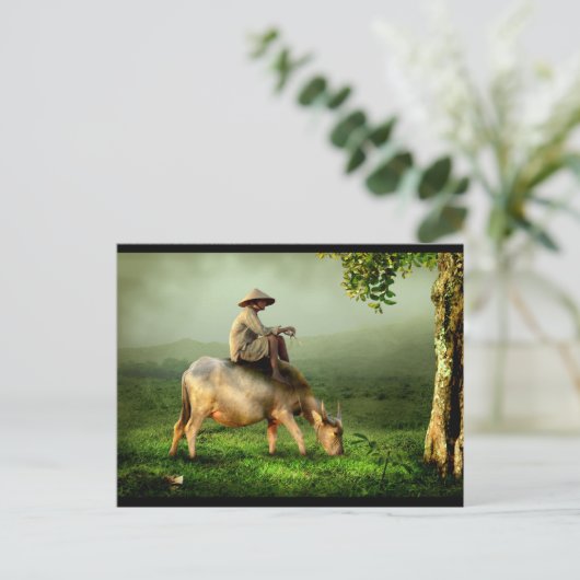 Grandap Relaxen auf seinem Buffalo Postkarte (Stehend Vorderseite)