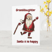 **GRANDAUGHTER** DANCING SANTA FÜR SIE KARTE (Gelbe Blume)