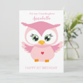 Grandaughter Erster Geburtstag Niedlich Pink Owl F Karte (Stehend Vorderseite)