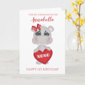 Grandaughter Erster Geburtstag Niedliches Red Hipp Karte (Gelbe Blume)