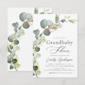 Grandbaby Duwer Greenery Eukalyptus Einladungen (Vorne/Hinten)