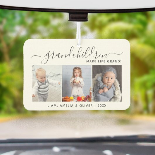 Grandchildren Make Life Grand 3 Photo Gray Script Autolufterfrischer