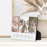 Grandchildren Photo Collage | Grandma Gift Fotoplatte<br><div class="desc">Create a sweet gift for grandma with this three photo collage plaque. "GRANDMA" appears beneath your photos in chic gray lettering,  with your custom message and grandchildren's names overlaid.</div>