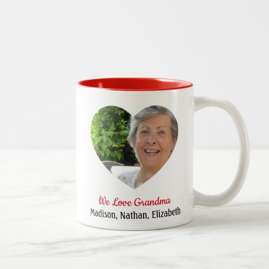 GrandCustom "We Liebe Oma" Foto Zweifarbige Tasse (Rechts)