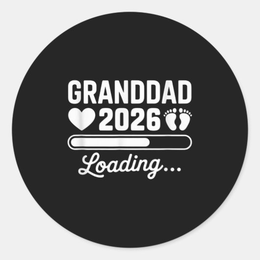 Granddad 2026 Loading New Baby Pregnancy Reveal Runder Aufkleber (Vorderseite)