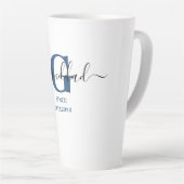 Granddad Elegant Script Monogram Blue Milchtasse (Rechte Ecke)