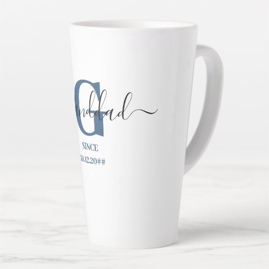 Granddad Elegant Script Monogram Blue Milchtasse (Rechte Ecke)