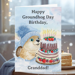 Granddad Happy Groundhog Day Birthday Groundhog Karte