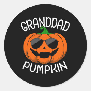 Granddad Pumpkin Wear Sungles Matching Family Hall Runder Aufkleber