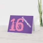 Granddaughter, 16th birthday, white, pink, purple. karte<br><div class="desc">In purple background featuring white and pink text,  wir this 16th birthday greeting for any cool granddaughter. My Funny Mind Greetings.</div>