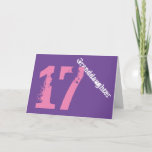 Granddaughter, 17th birthday, white, pink, purple. karte<br><div class="desc">In purple background featuring white and pink text,  wir this 17th birthday greeting for any cool granddaughter. My Funny Mind Greetings.</div>