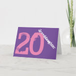 Granddaughter, 20th birthday, white, pink, purple. karte<br><div class="desc">In purple background featuring white and pink text,  wir this 20th birthday greeting for any cool granddaughter. My Funny Mind Greetings.</div>