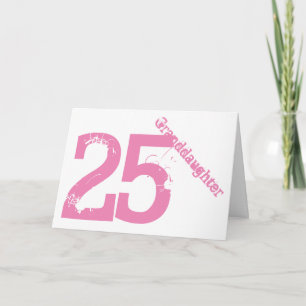 Granddaughter, 25th birthday, white and pink. karte