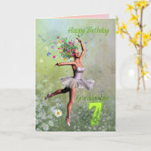Granddaughter, 7, flower fairy birthday card karte (Gelbe Blume)