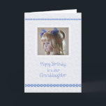 Granddaughter Birthday Card, Blue Hearts Karte<br><div class="desc">Send birthday wishes to a special granddaughter with this card featuring an innocent face of a sweet little girl with pigtails in her hair and borders of pink hearts!</div>