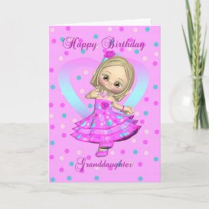 granddaughter birthday card - pink and blue polka karte