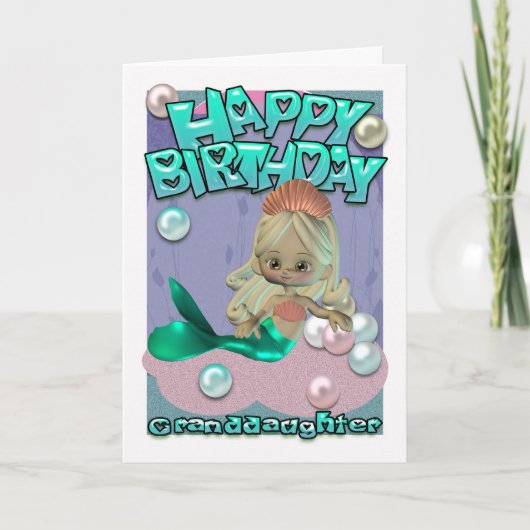 Granddaughter Birthday Card With Mermaid Karte (Vorderseite)